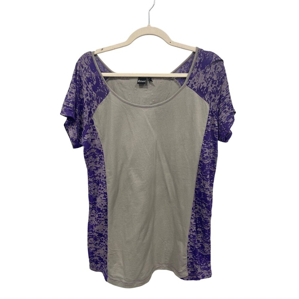 Cruel Colorblock Short Sleeve T Shirt Womens XXL Embellished Gray Purple Western